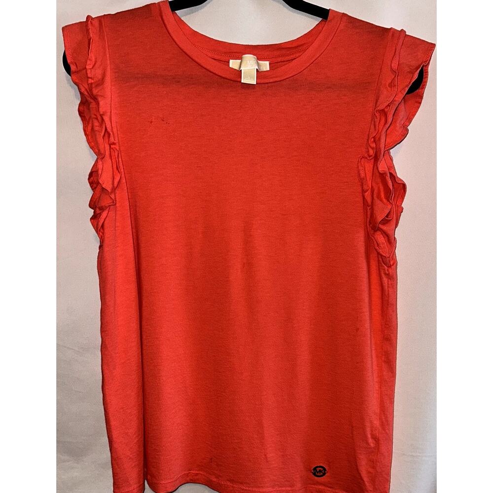 Michael Kors Women's Size Large Salmon Color Flutter Short Sleeve Pullover Top